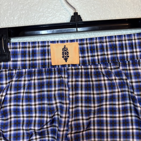 NWT Free People Varsity Blues Short Print Plaid Neon Clementine size M - Picture 2 of 11
